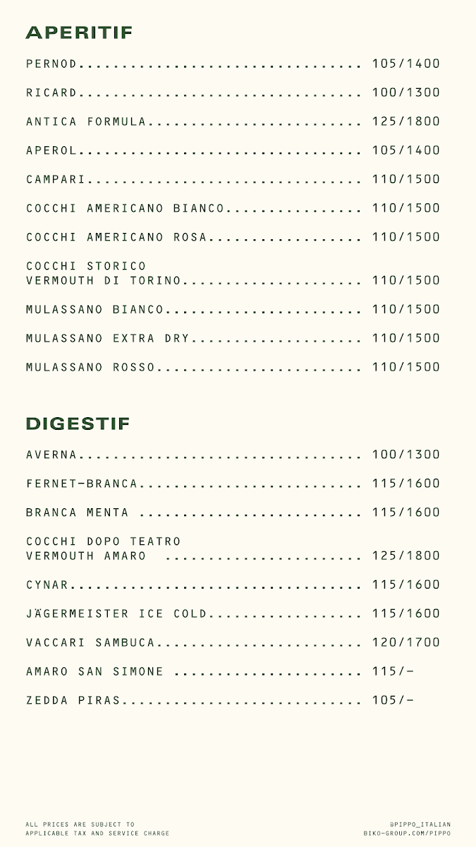 Pippo Italian Menu 10