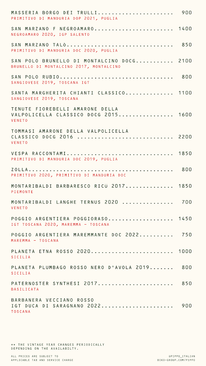 Pippo Italian Menu 3