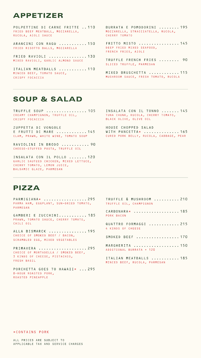Pippo Italian Menu 5
