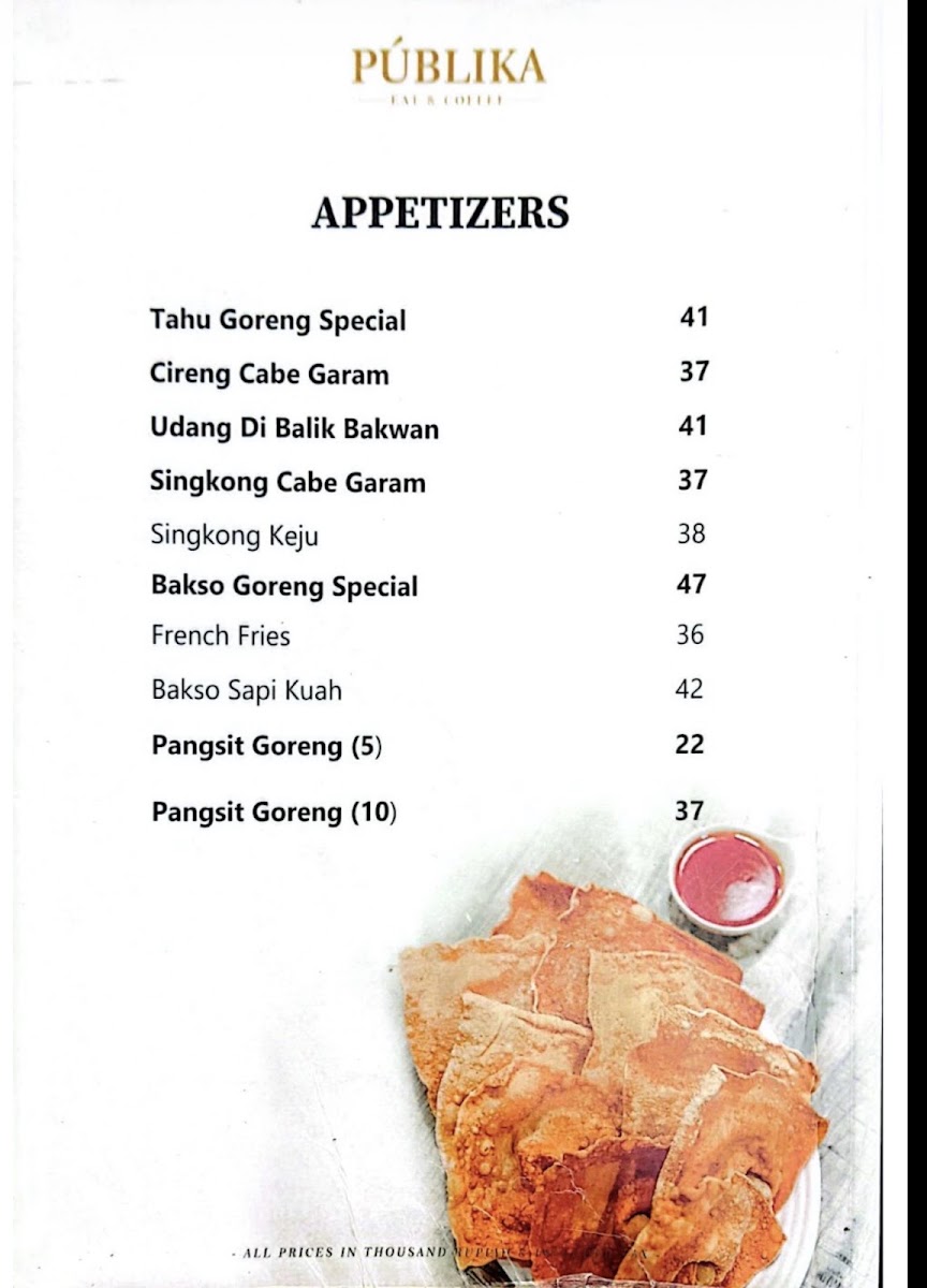 Publika Eat and Coffee Menu 1