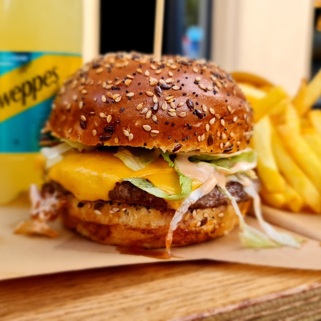 Burger and Fries with Cheese
