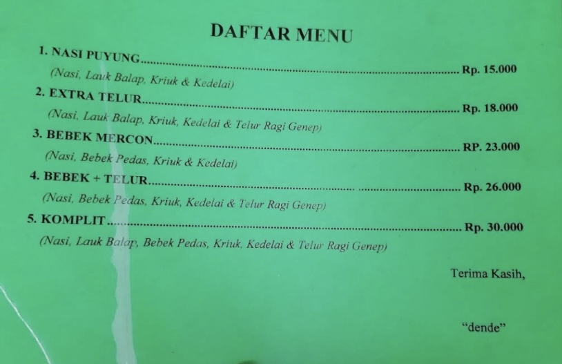 Nasi Balap Puyung RM Cahaya Menu 1