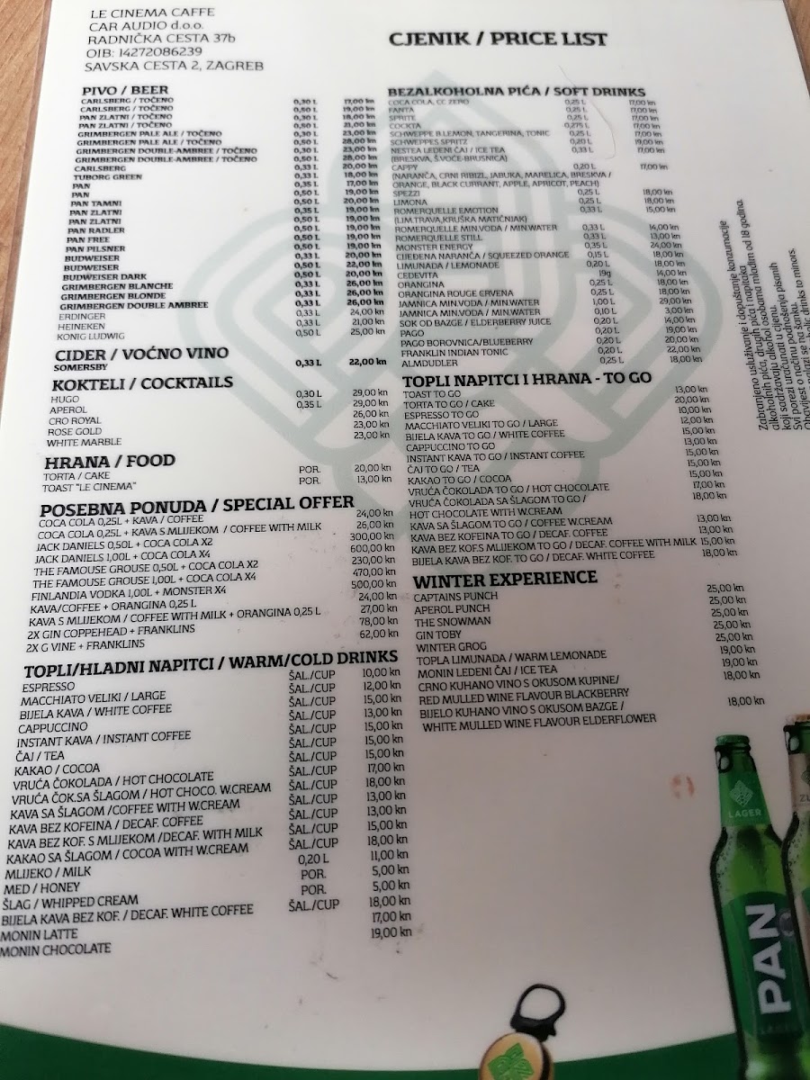 Le Cinema Caffe Menu 2