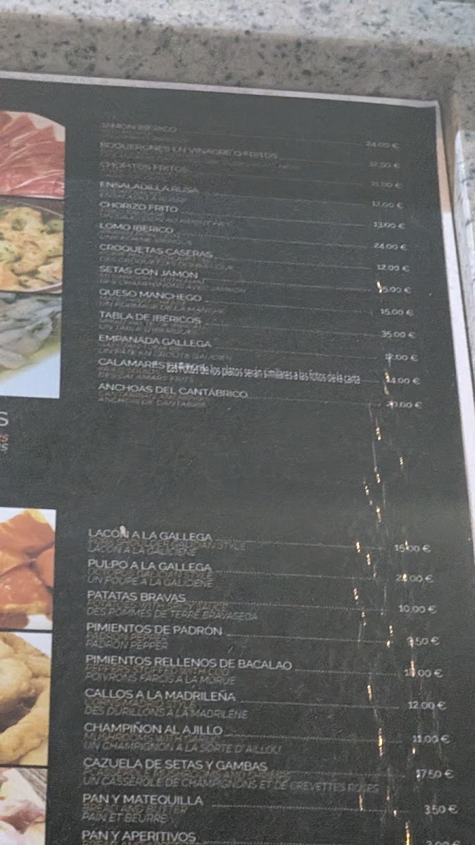 O'Faro Finisterre Menu 1