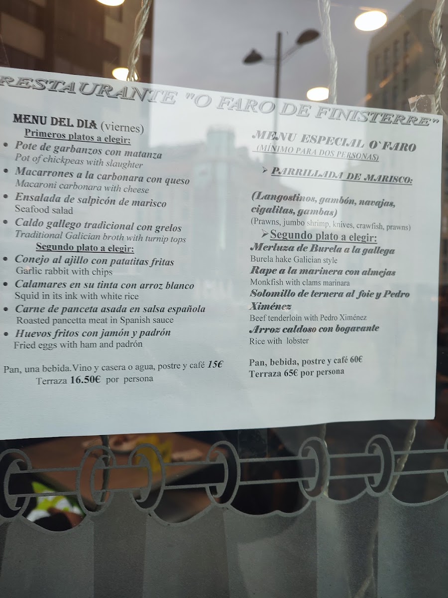 O'Faro Finisterre Menu 10