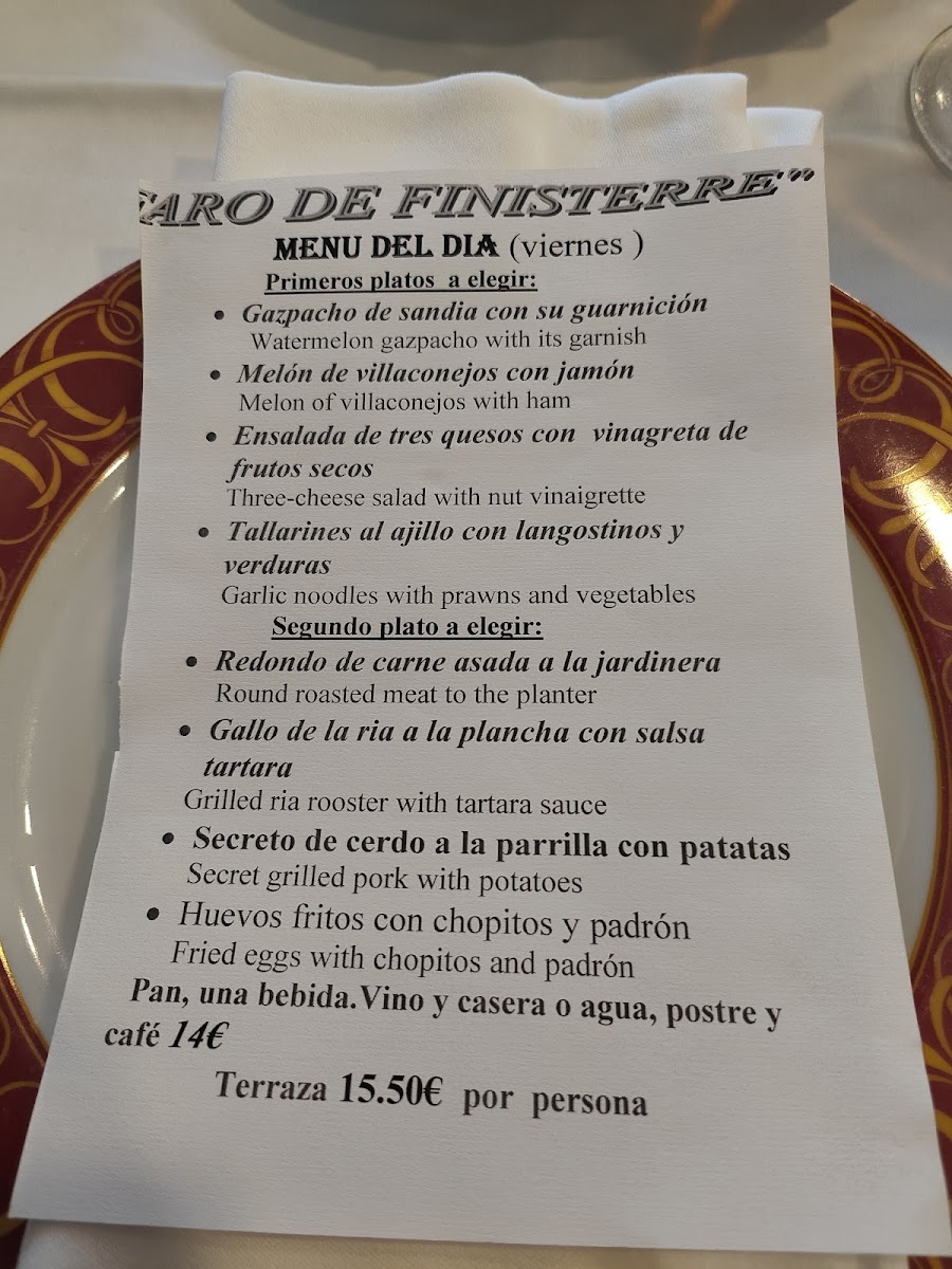 O'Faro Finisterre Menu 6