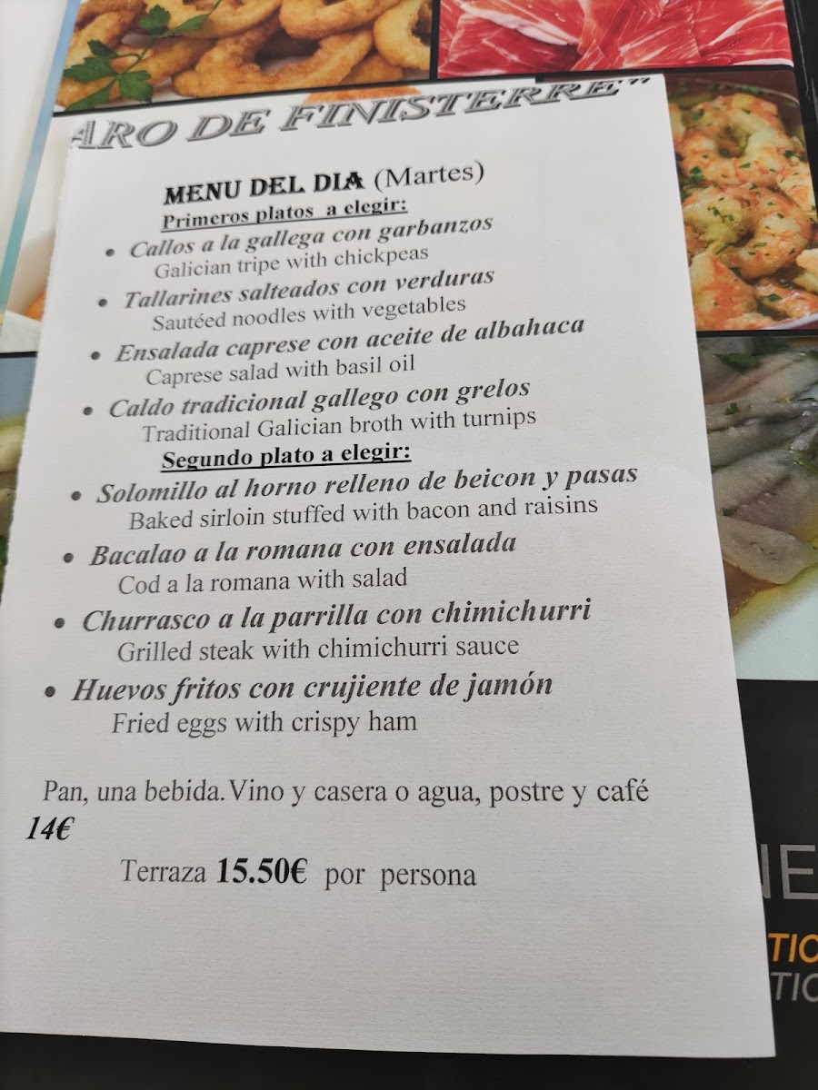 O'Faro Finisterre Menu 8