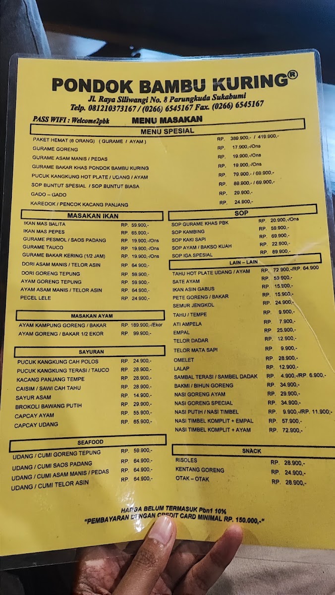Pondok Bambu Kuring Menu 1