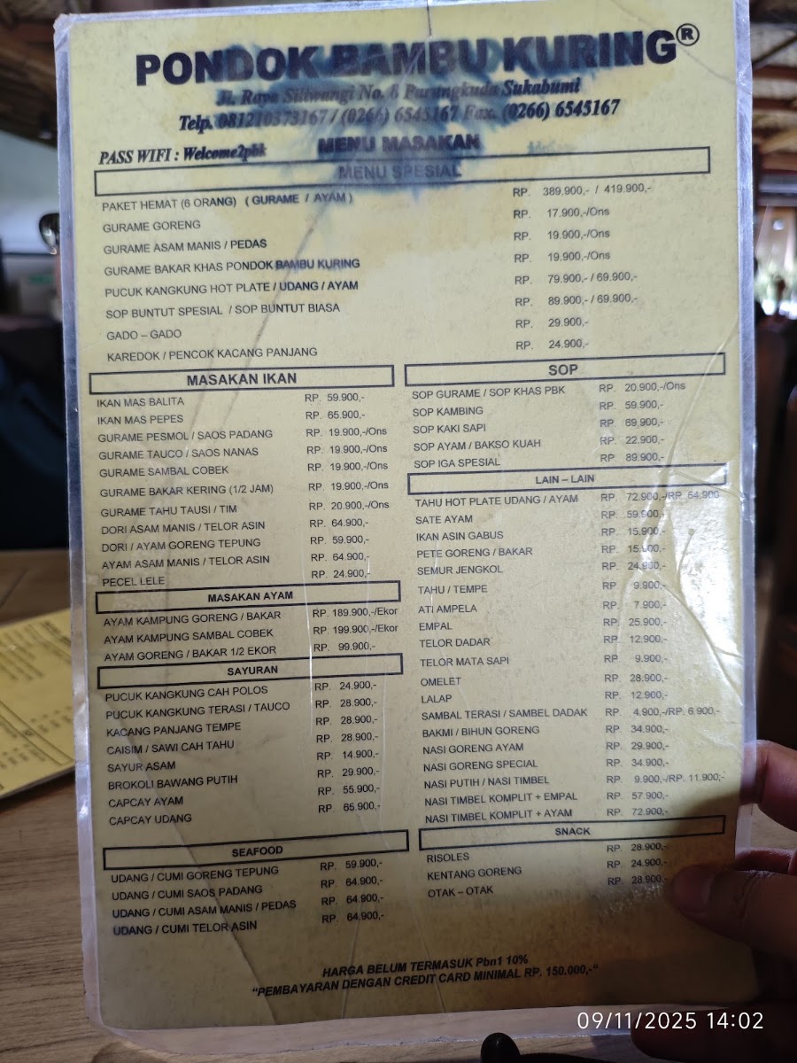 Pondok Bambu Kuring Menu 10