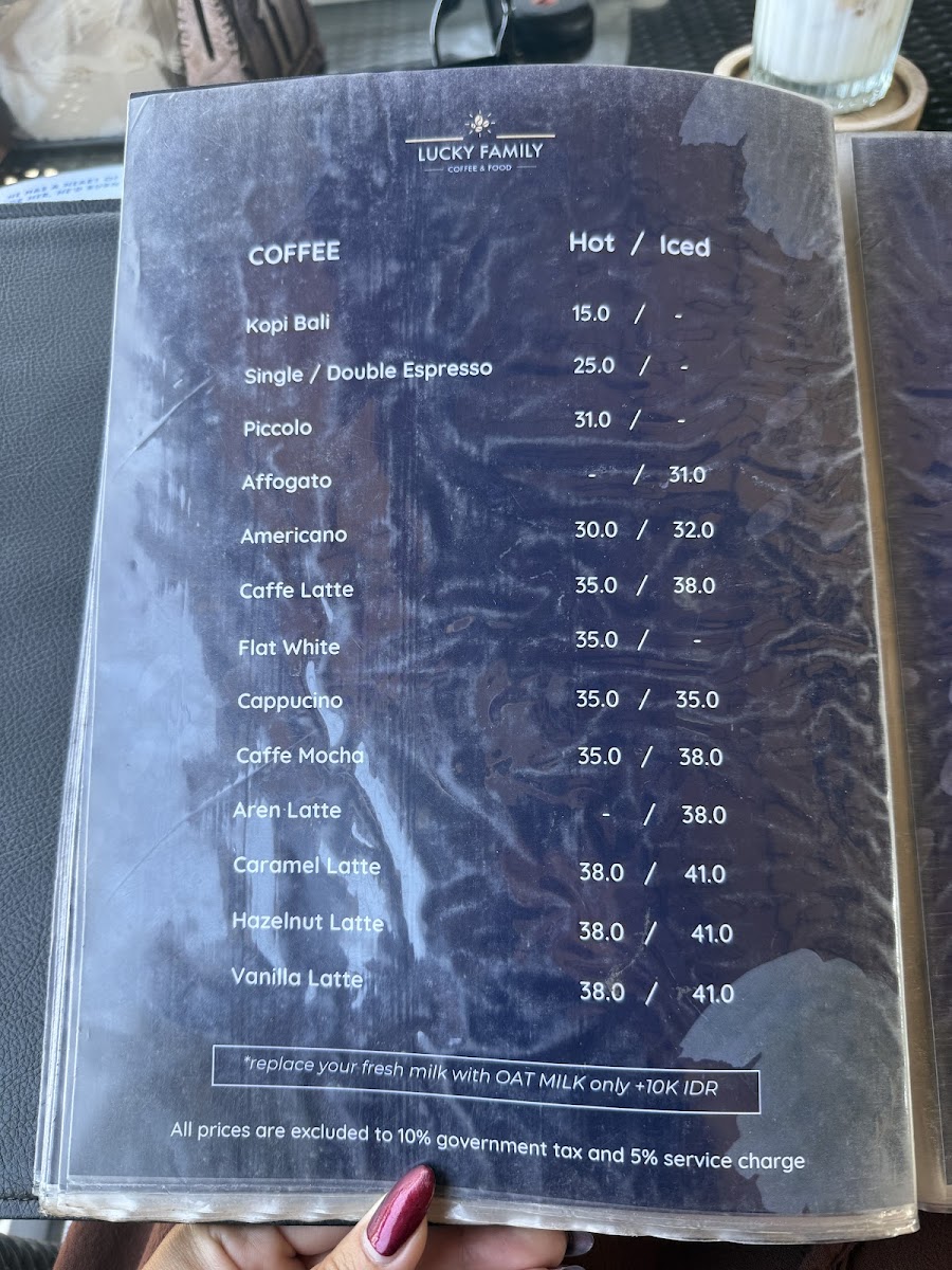 Lucky Family Coffee & Food Menu 9
