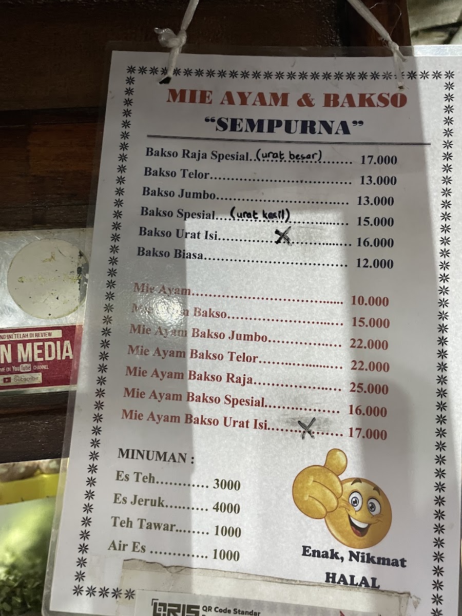 Mie Ayam & Bakso Sempurna Wonogiri Menu 2