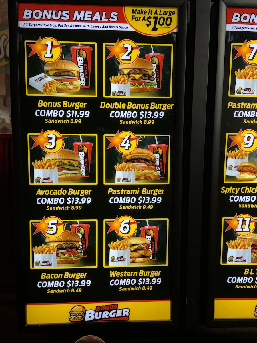 Bonus Burger Menu 1