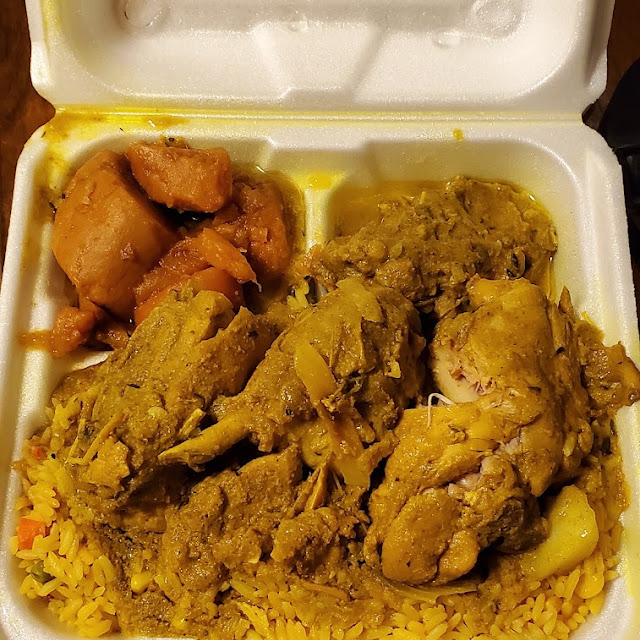 Curry Chicken with Carribian Rice and Yams