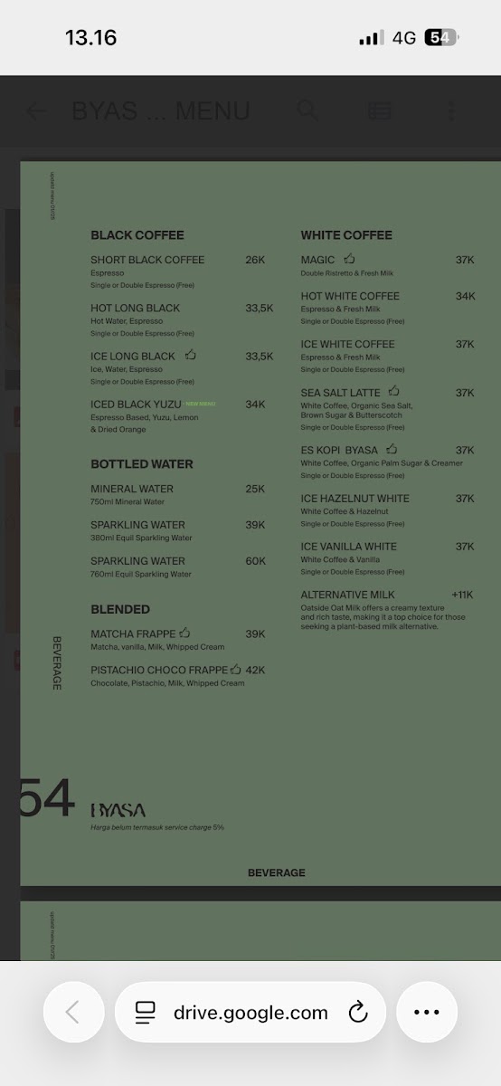 BYASA CAFE Menu 2