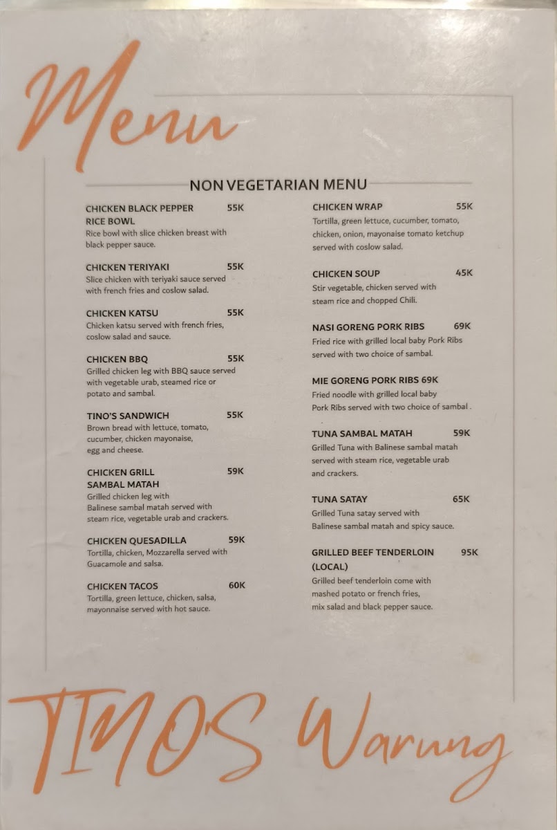 Tinos warung - East West Kitchen Menu 10