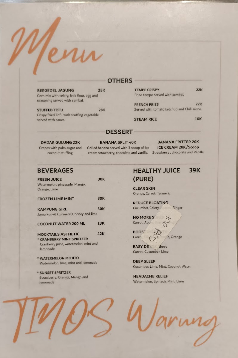 Tinos warung - East West Kitchen Menu 4