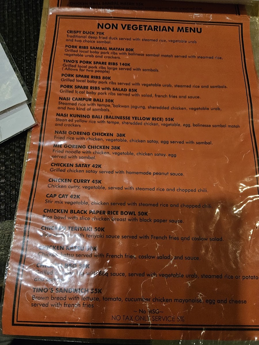Tinos warung - East West Kitchen Menu 5