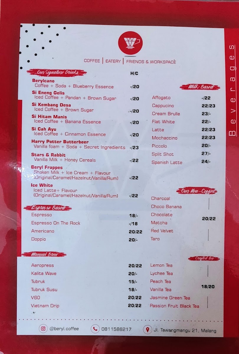 Beryl Coffee Menu 8