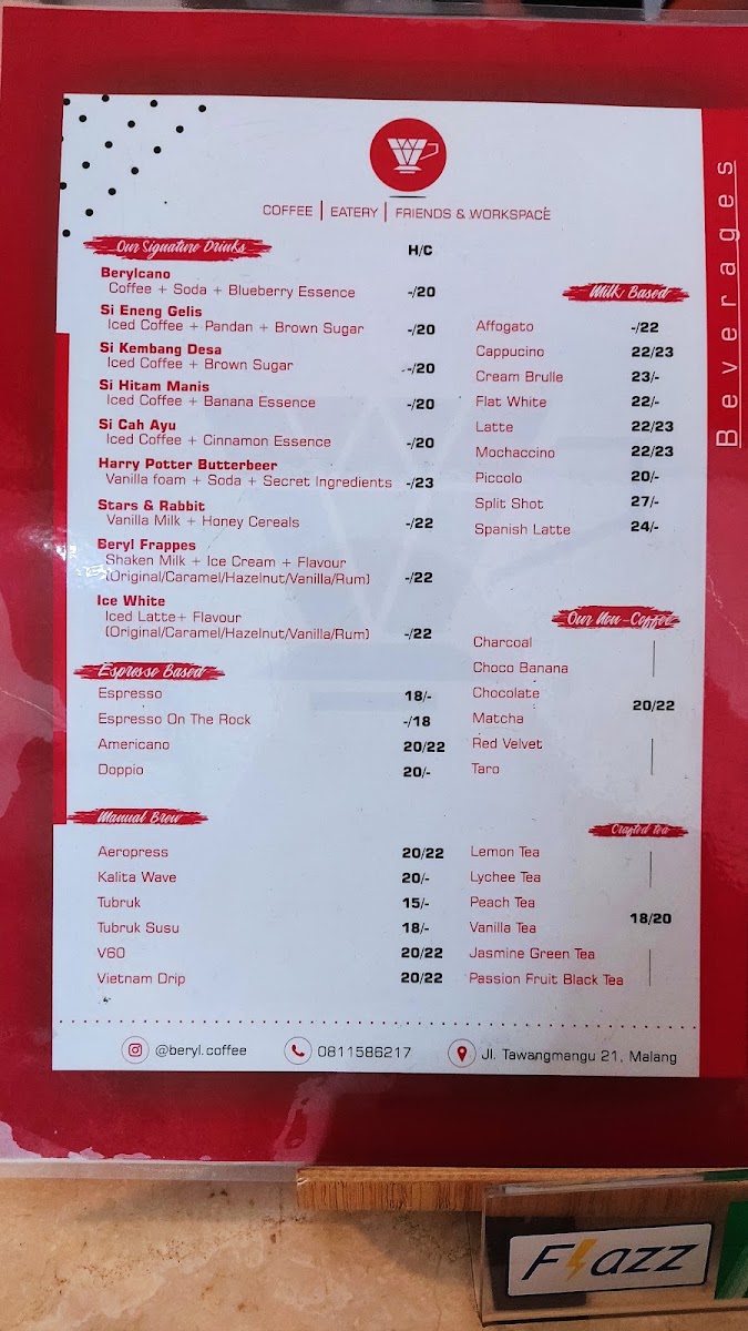 Beryl Coffee Menu 9