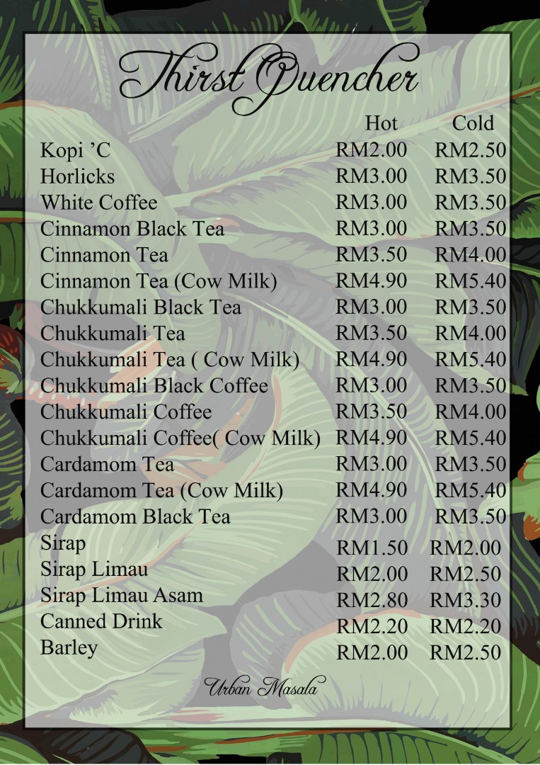 Restaurant Urban Masala Menu 2