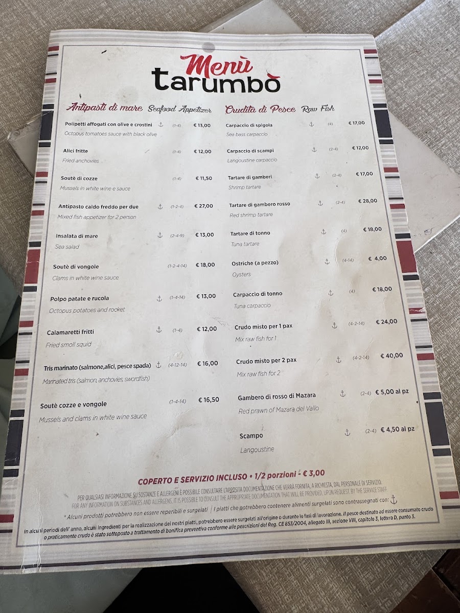 Tarumbó Menu 1