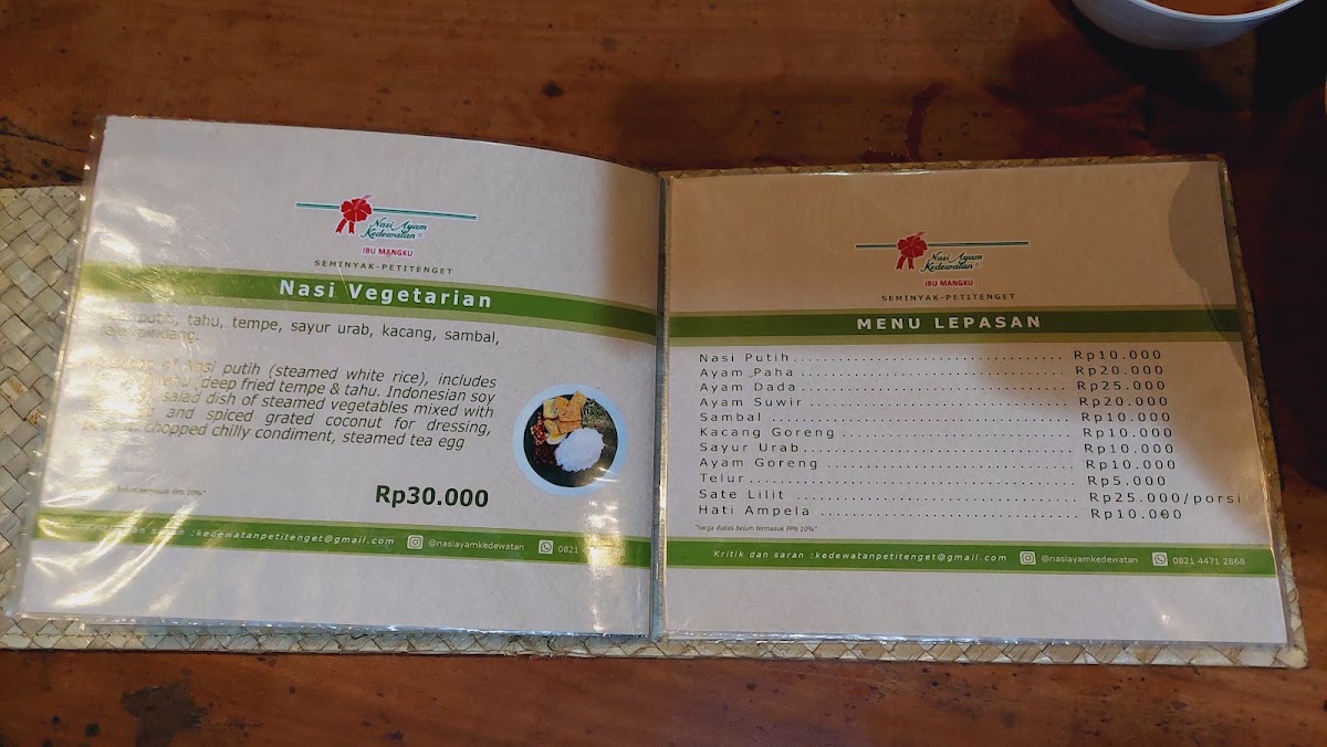 Nasi Ayam Kedewatan Ibu Mangku - Petitenget Seminyak Menu 4
