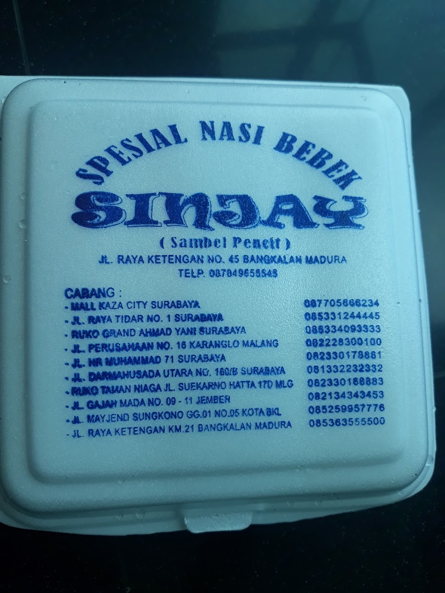 Bebek Sinjay Tidar Menu 7