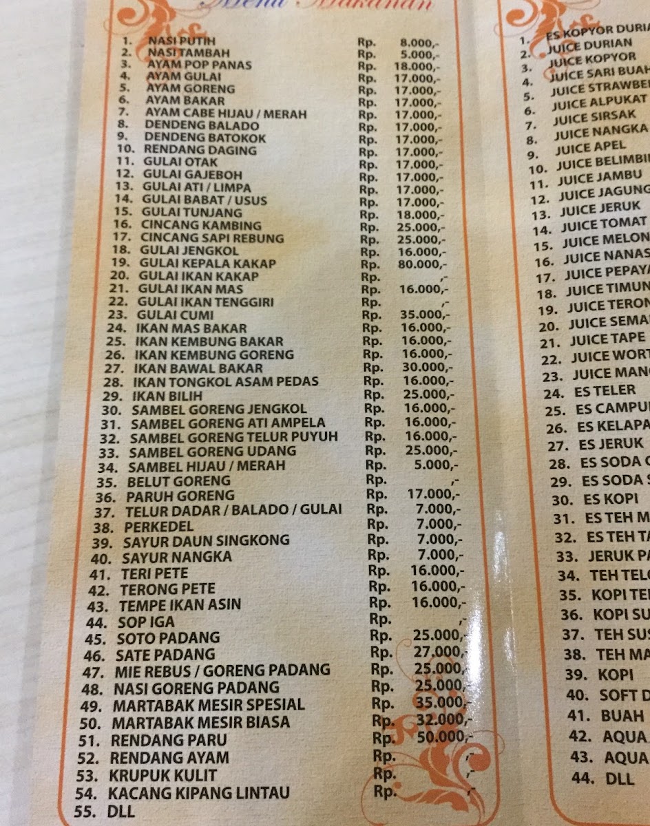 Restoran Kebayoran Baru Masakan Padang 1 Menu 6