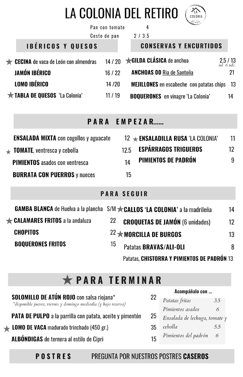 La colonia Menu 5