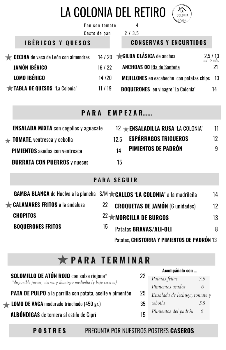 La colonia Menu 6