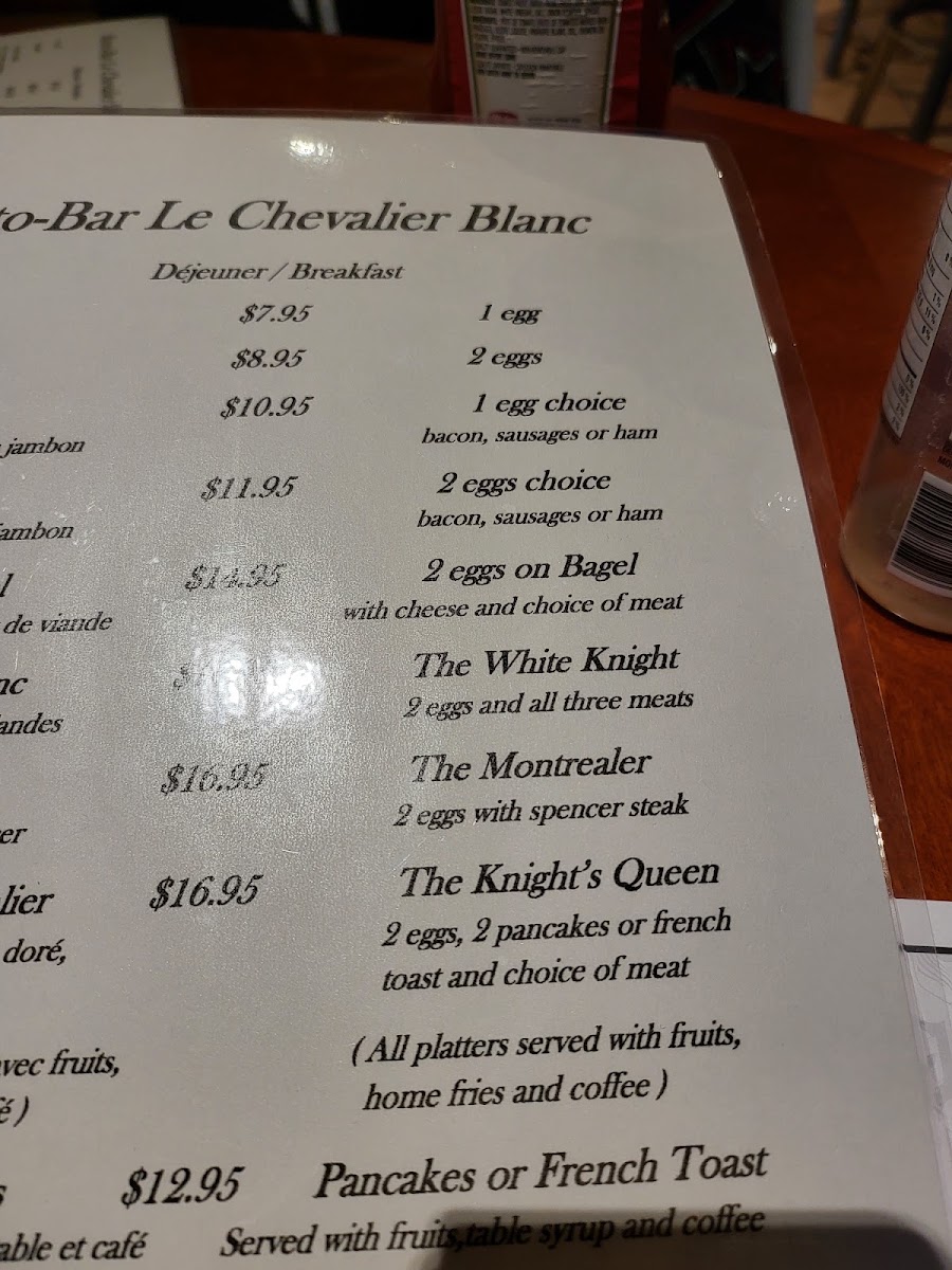 Le Chevalier Blanc Menu 4
