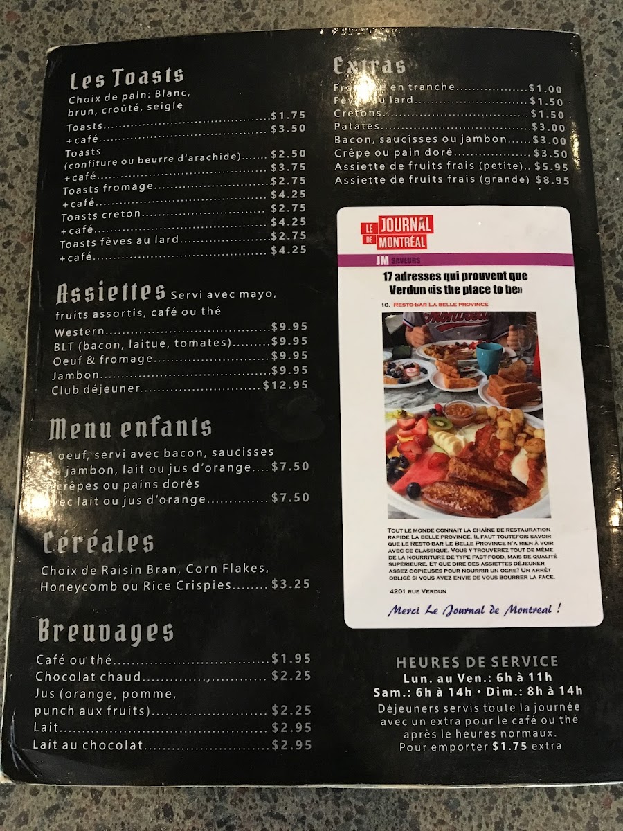 Le Chevalier Blanc Menu 7