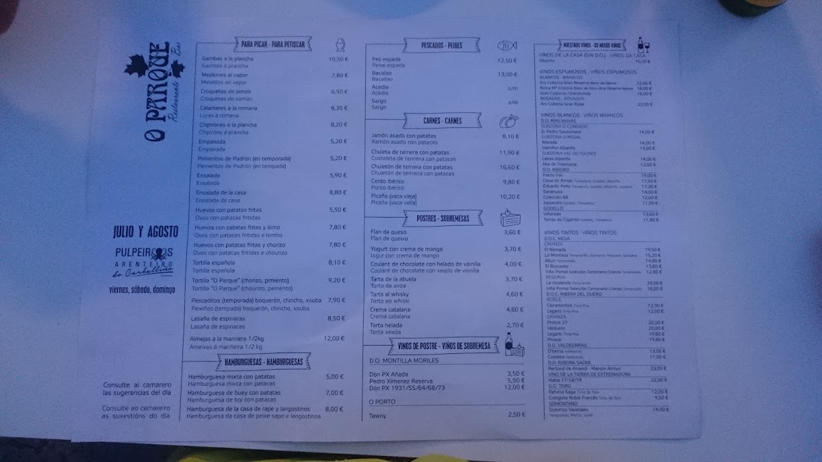 O Parque Menu 1