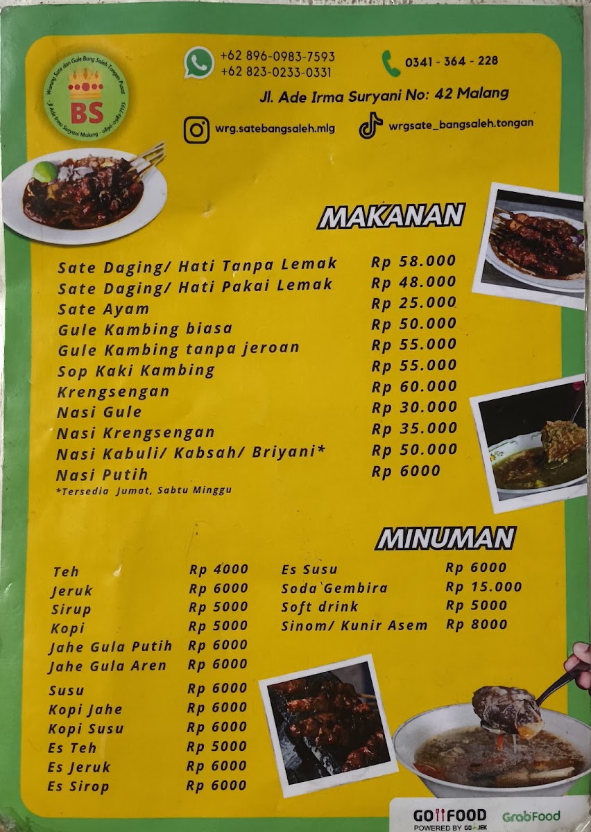 Warung Sate & Gule Kambing Bang Saleh Menu 1