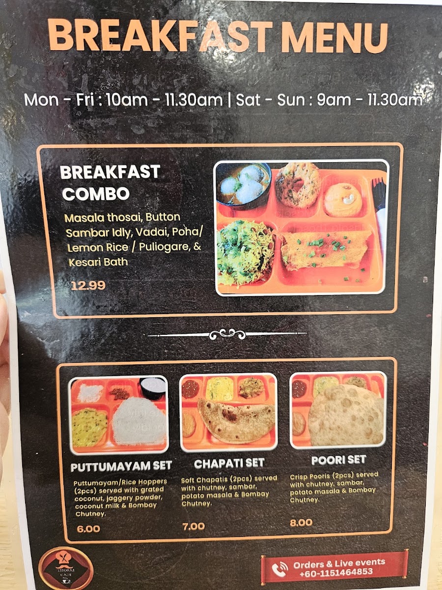 Thosai Cafe Menu 2