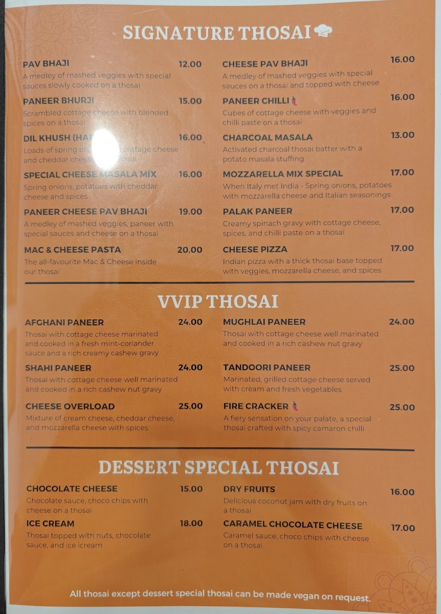 Thosai Cafe Menu 4