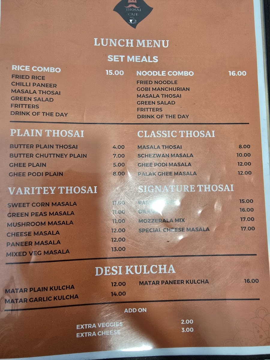 Thosai Cafe Menu 5