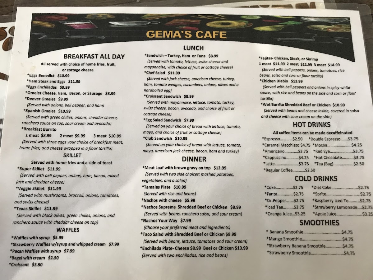 Gema's Cafe Menu 6