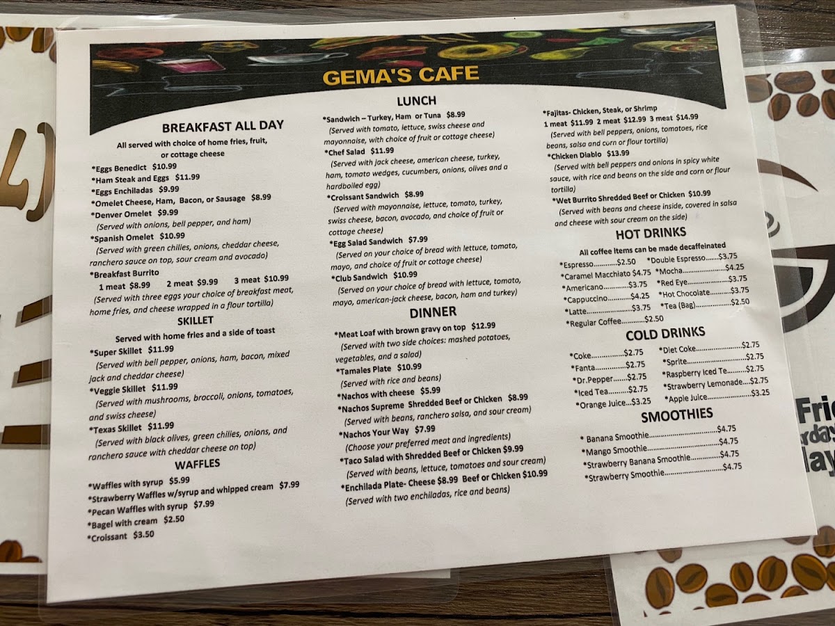 Gema's Cafe Menu 7