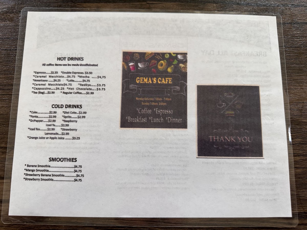 Gema's Cafe Menu 9