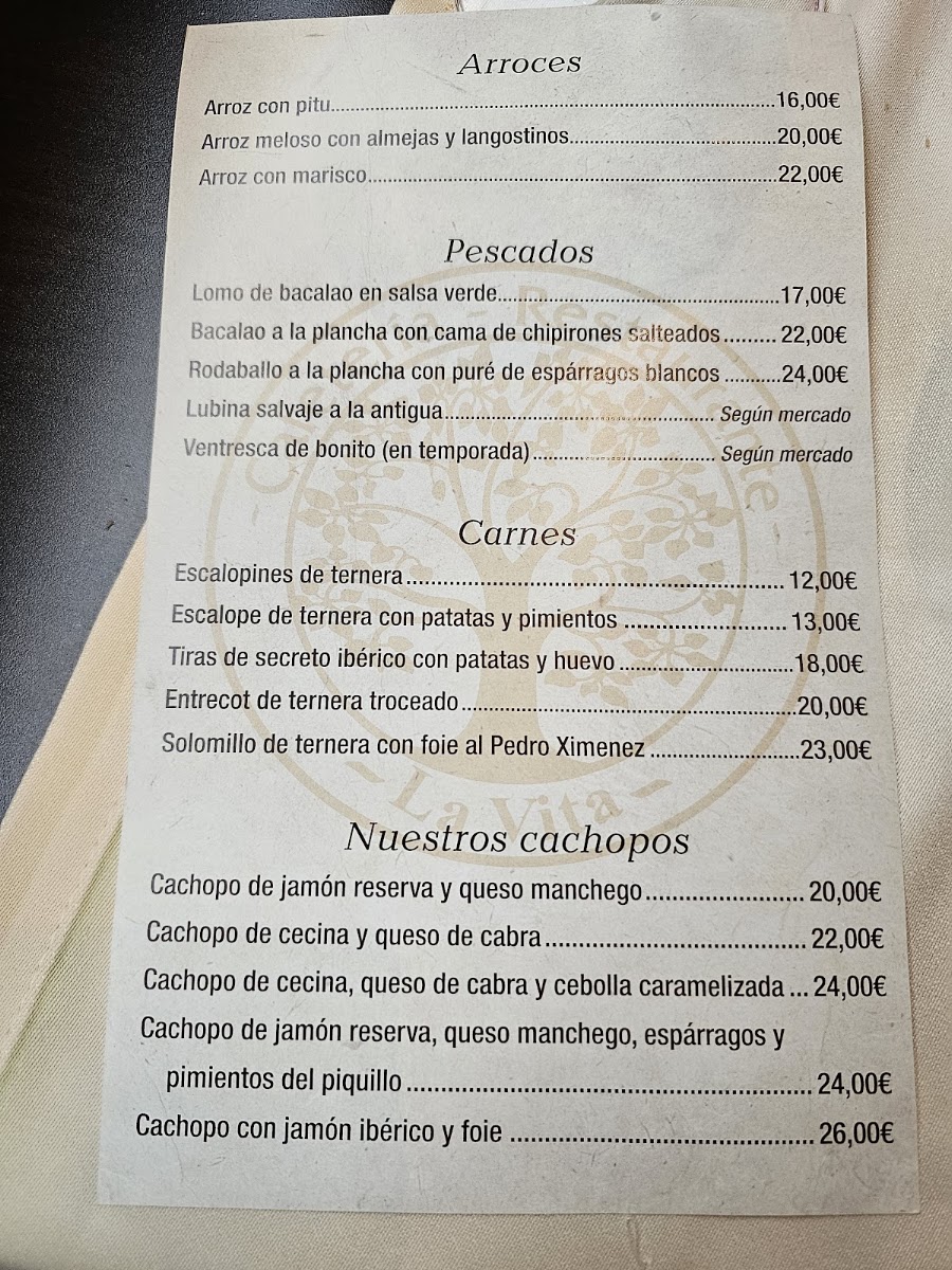 Restaurante La Vita Menu 3
