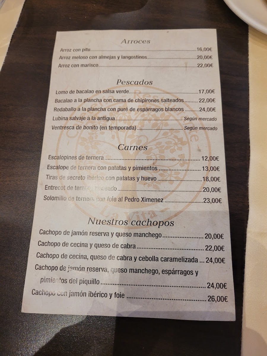 Restaurante La Vita Menu 9