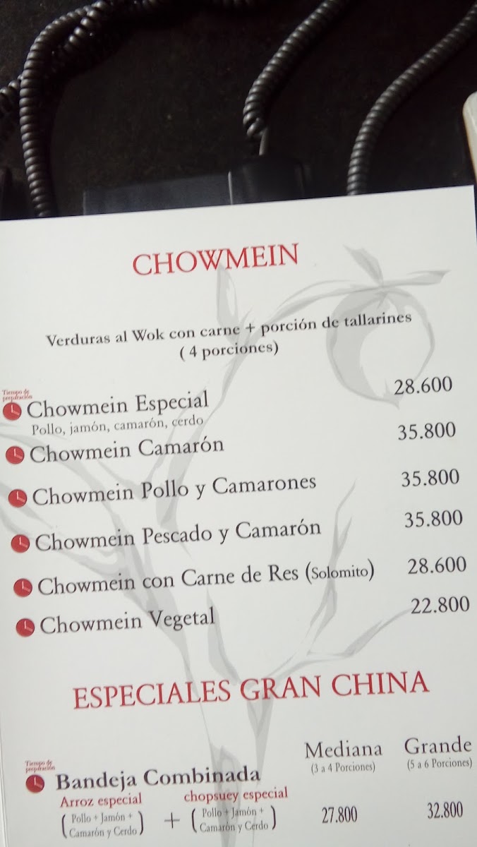 Gran China Restaurante Menu 1