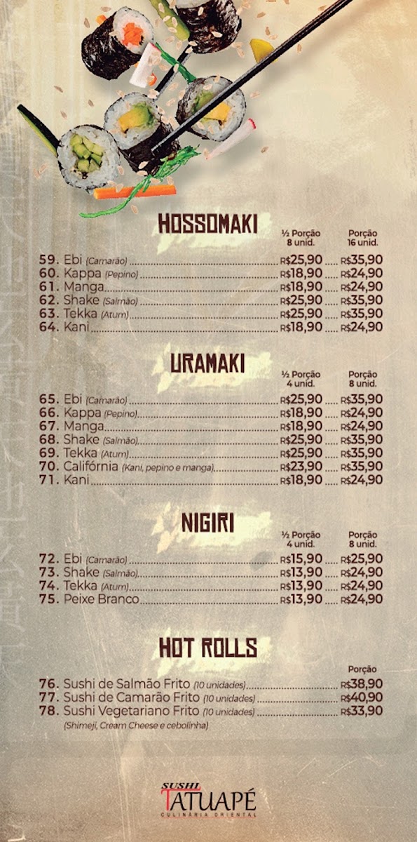 Restaurante Sushi Tatuapé Menu 1