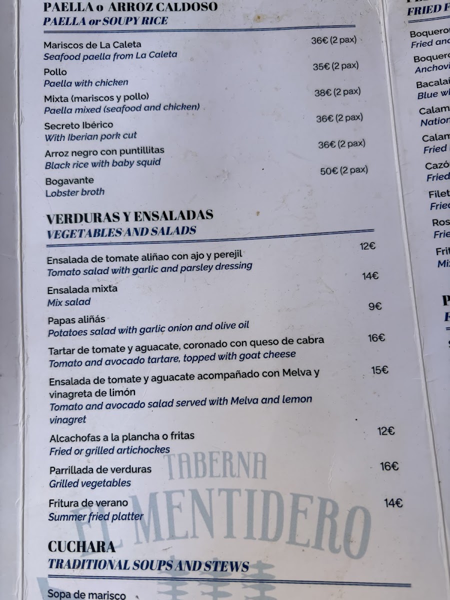 Taberna - Restaurante El Mentidero Málaga Menu 10