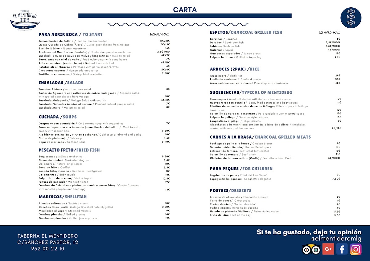 Taberna - Restaurante El Mentidero Málaga Menu 7