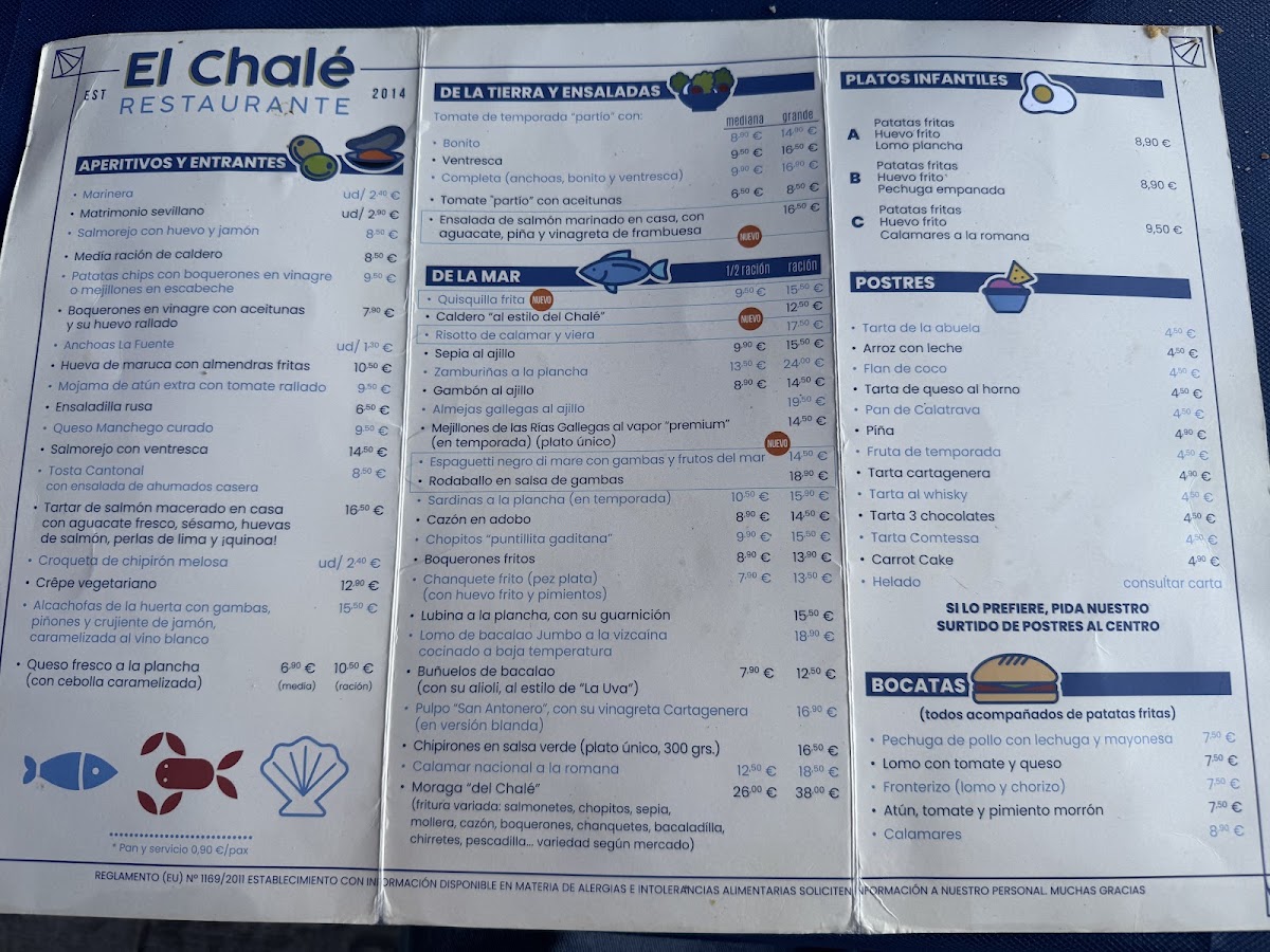 Club Náutico El Chalet Menu 3