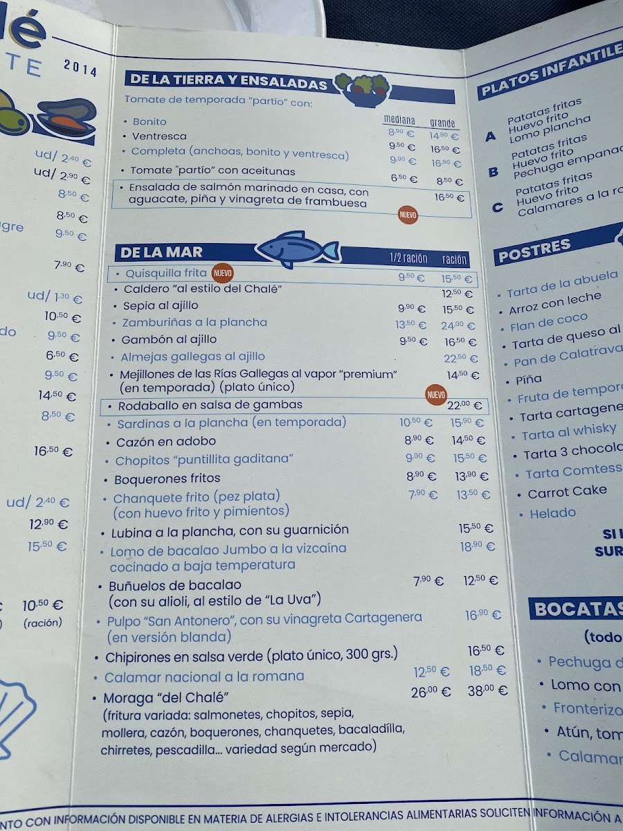 Club Náutico El Chalet Menu 4