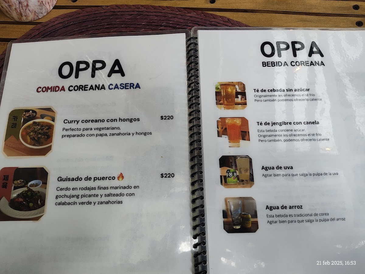 OPPA 오빠 Menu 8