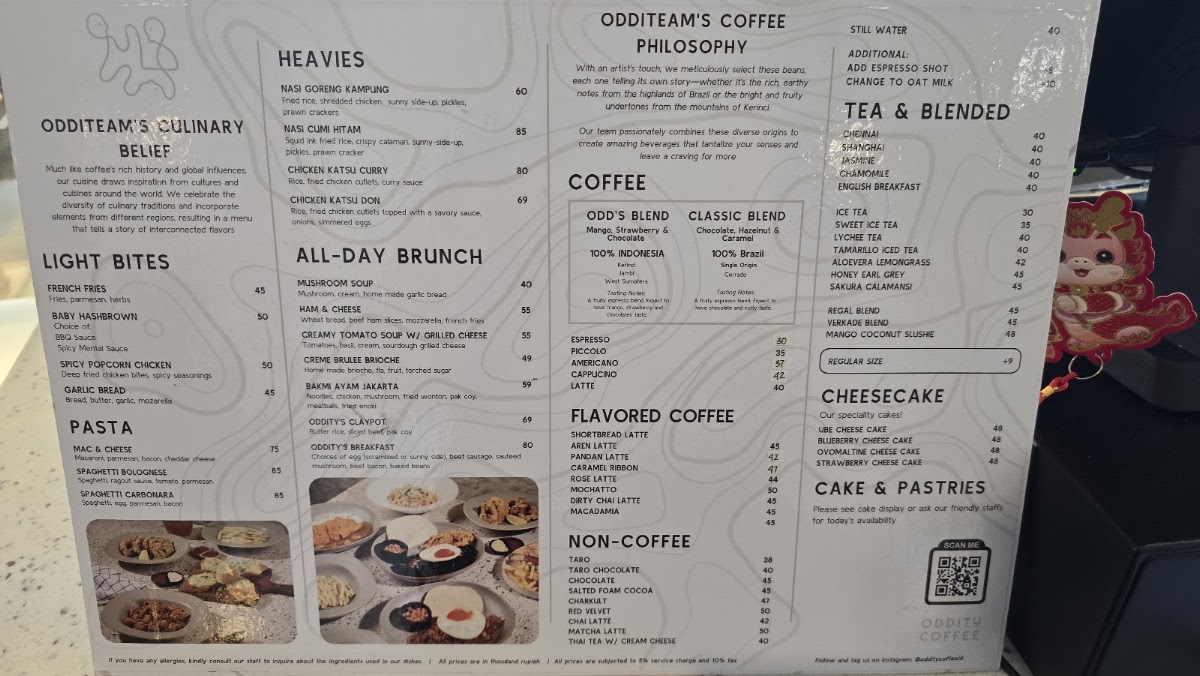 Oddity Coffee Menu 2